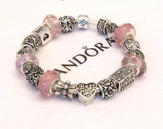 Authentic Pandora Bracelet Best Mom Grandma Charm Bead Pink Flower