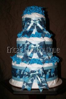 Baby Boy Blue Camouflage Camo Diaper Cake Shower Gift