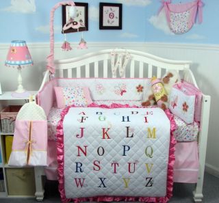 SoHo Girl Alphabet Baby Crib Nursery Bedding 13 pcs Set included
