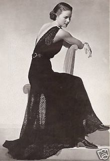 Vintage Lace Evening Gown Dress Knitting PATTERN 1930s