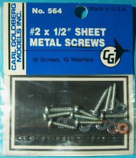 Carl Goldberg #2 x 1/2 Sheet Metal Screws (10) GBG564