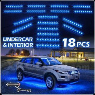 18pc SLIM BLUE 162 LED UNDERBODY INTERIOR LIGHT KIT ALL CAR TRUCK ATV