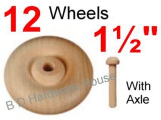 12   1½ Wood Wheels with Axle   Toy Parts Wooden Wheel