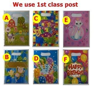 Jumbo Party Loot Bags Patterned Plastic Lootbags Gift Giftbags in 10
