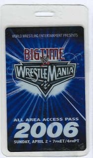 WWE Wrestlemania 22 Backstage ALL ACCESS Crew pass 2006 laminated