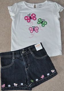 Gymboree Garden Friends White Butterfly Top and Butterfly Shorts Size