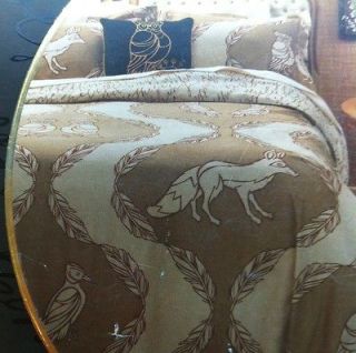 Foxy Owl Duvet comforter Cover Set Taupe Ivory Retro double bed Full