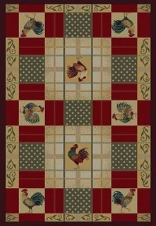 ROOSTER chicken hen LODGE carpet 2x3 COUNTRY area RUG : Actual 1 10