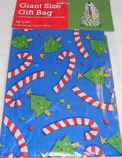 Giant Size Gift Bag 36x 44 Blue with Candy Canes Includes Gift Tag