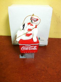1998 The Coca Cola Drink Ice Cold Polar Bear On Soda Machine Ornament