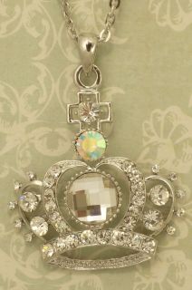 Rhinestone Crown Fashion Jewelry Large Pendant Royal Jeweled Crown