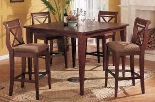 Pc Dark Cherry Bar Table Set with Leaf and X Back Chairs