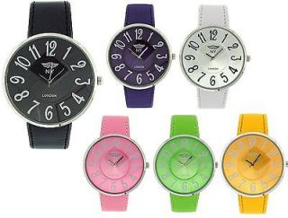 London Jumbo Dial PU Leather Strap Ladies Watch Xmas Gift For Her