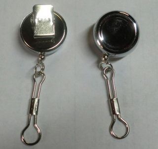 Mini Retractable Pull Reel Key Chain Chrome ID Badge Belt Clip Holder