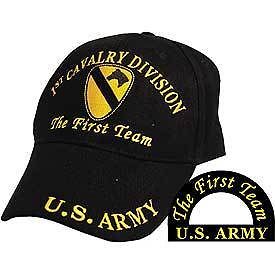 US ARMY 1ST CAVALRY THE FIRST TEAM BRASS BUCKLE BASEBALL CAP HAT