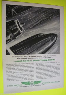 Vintage DC 3 plane illustration for Koolmotor Aero Oil 1955 Print Ad