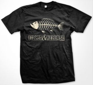 Fillet and Release Fishing Fish Bones Tees Mens T shirt