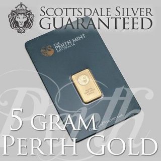 Gram Perth Mint GOLD Bar   .9999 Pure Gold Bar Sealed in Assay Card