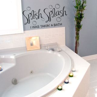 SPLISH SPLASH BATH BATHROOM SPA SHOWER   Wall Quote Sticker Art Decor