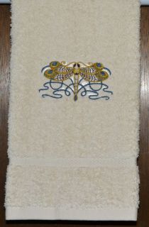 CELTIC DRAGONFLY   2 EMBROIDERED HAND TOWELS by Susan