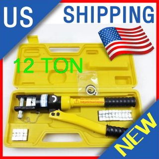 12 TON HYDRAULIC BATTERY CABLE WIRE TERMINAL CRIMPING CRIMPER TOOL NEW