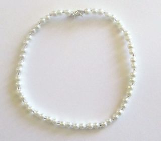 White & Silver Anklet / Ankle Bracelet, in sizes S M L pearl