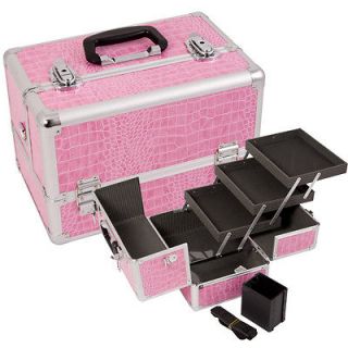 Makeup Box Slide Trays Cosmetic Large Train Case w/ Brush Holder Cup