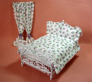 Miniature Lilac Floral Bedroom Comforter & Drape Set Furniture