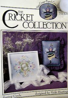 crossstitch CRICKET COLLECTION SPRING CIRCLE sampler BUMBLE BEE