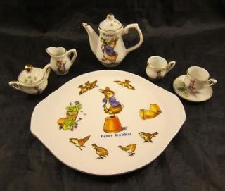 Beatrix Potter Peter Rabbit 7 Pc Mini Tea Set Bunny Teapot Cups