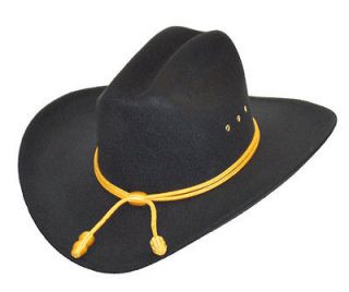 NEW Black Faux Felt Cowboy Cattleman Hat with Cavalry Band S/M & L/XL