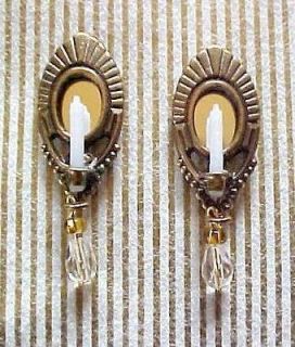PAIR 2 MINI Dollhouse CANDLE SCONCES~ VICTORIAN~GOTH IC~ RED ACCENT
