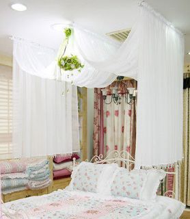 Chiffon Bed Canopy Romantic Bed Canopy White Color 122 x 228 inch