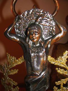 Vtg Indian Bronze DE WAH JACK ROUND OAK STOVE Candelabra Table Lamp