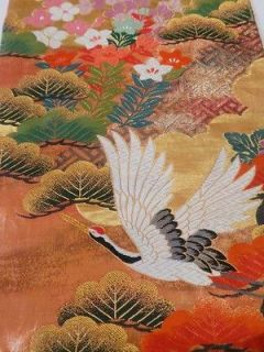 Japanese Kimono UCHIKAKE FABRIC Pine Crane Bellflower po1