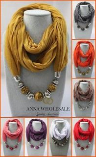 1pcs Women Animal Beads Necklace Warmers Wrap Soild Cotton Scarf