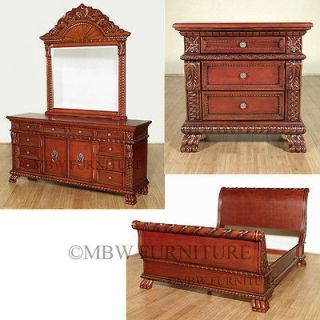 PC Solid Wood Cherry California King Sleigh Bedroom Suite
