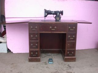 130 INDUSTRIAL STRENGTH SEWING MACHINE CABINET &ACCESSORIES ORIG COND
