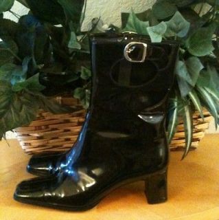 HYPE Black Patent Leather Womens Mod Half calf Boots Sz 7.5M