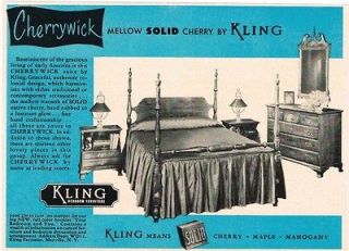 1953 Kling Furniture Cherrywick Bedroom Dresser Nightstand Vintage