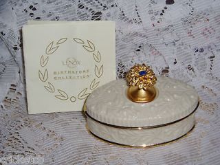 LENOX Sapphire Ivory China Trinket Jewelry Box..Sept. Birthstone New