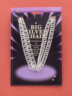 Hip Hop Silver Gangster Chain Necklace Rapper Costume Accessory