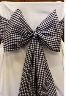 UNIQUE WEDDING CHAIR SASHES,BIG BOWS, SWAGS BUNTING GINGHAM FABRIC 2