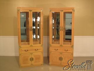16327A Pair BERNHARDT Blonde Oriental Curio Cabinets
