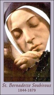 St. Bernadette Soubirous of Lourdes Prayer/Quotes Card