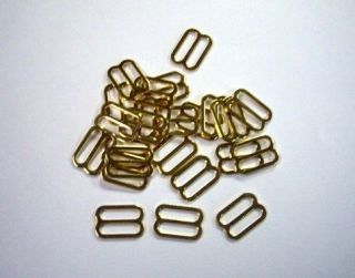 50 GOLD Metal 3/8 Bra Strap Slides Lingerie Sewing Supplies