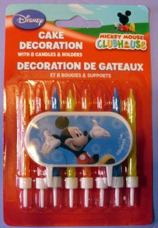 MICKEY MOUSE CLUBHOUSE 8 BIRTHDAY CANDLES W CAKE DECORATION   NIP