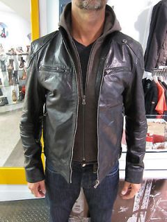 Mens Black Leather Jacket. Gipsy BIKO 100% Genuine Cowhide leather