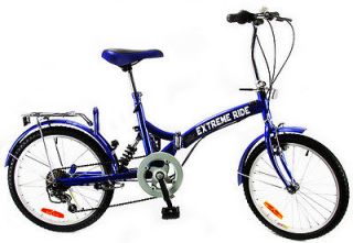 Speed Blue Suspension Extreme Ride City Folding Bike Bicycle Shifter