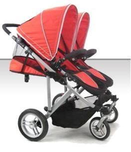 Stroll Air Red DUO 4 Wheel Double Twin Baby Stroller